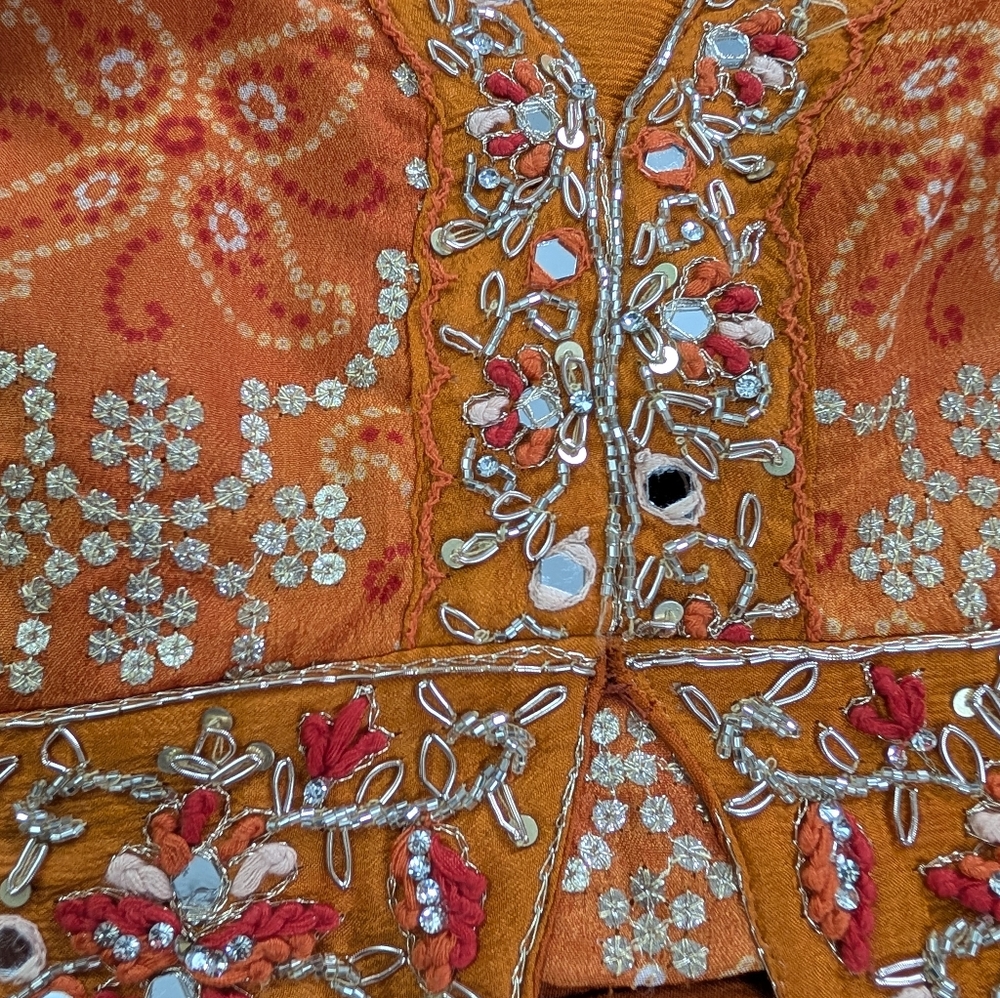 Orange Long Sleeves Crop Top, Palazzo and dupatta Set for Wedding Events - Picture 13 of 16